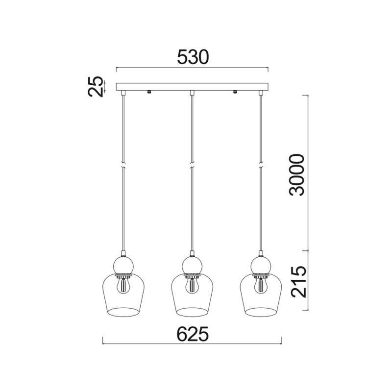 CHAMPAN 3 Bar Ceiling Pendant 6 CHAMPAN 3 Bar Ceiling Pendant