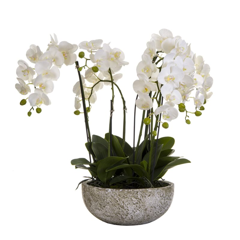 ORCHID CLAY POT Faux Flower