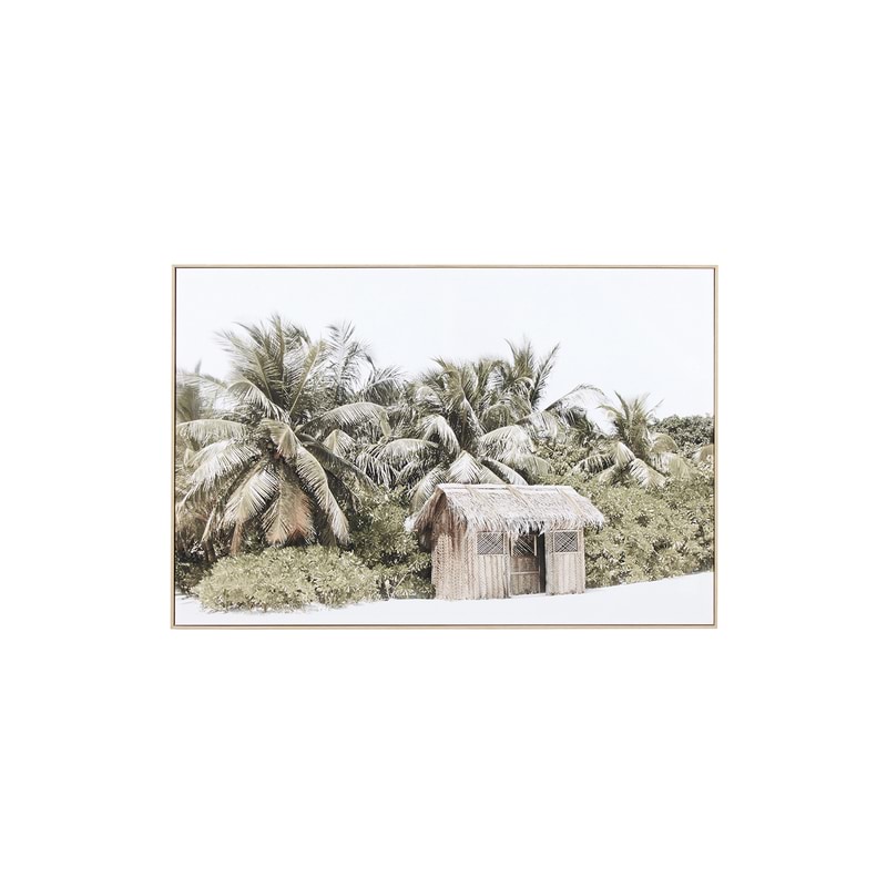 PALM HUT Framed Canvas